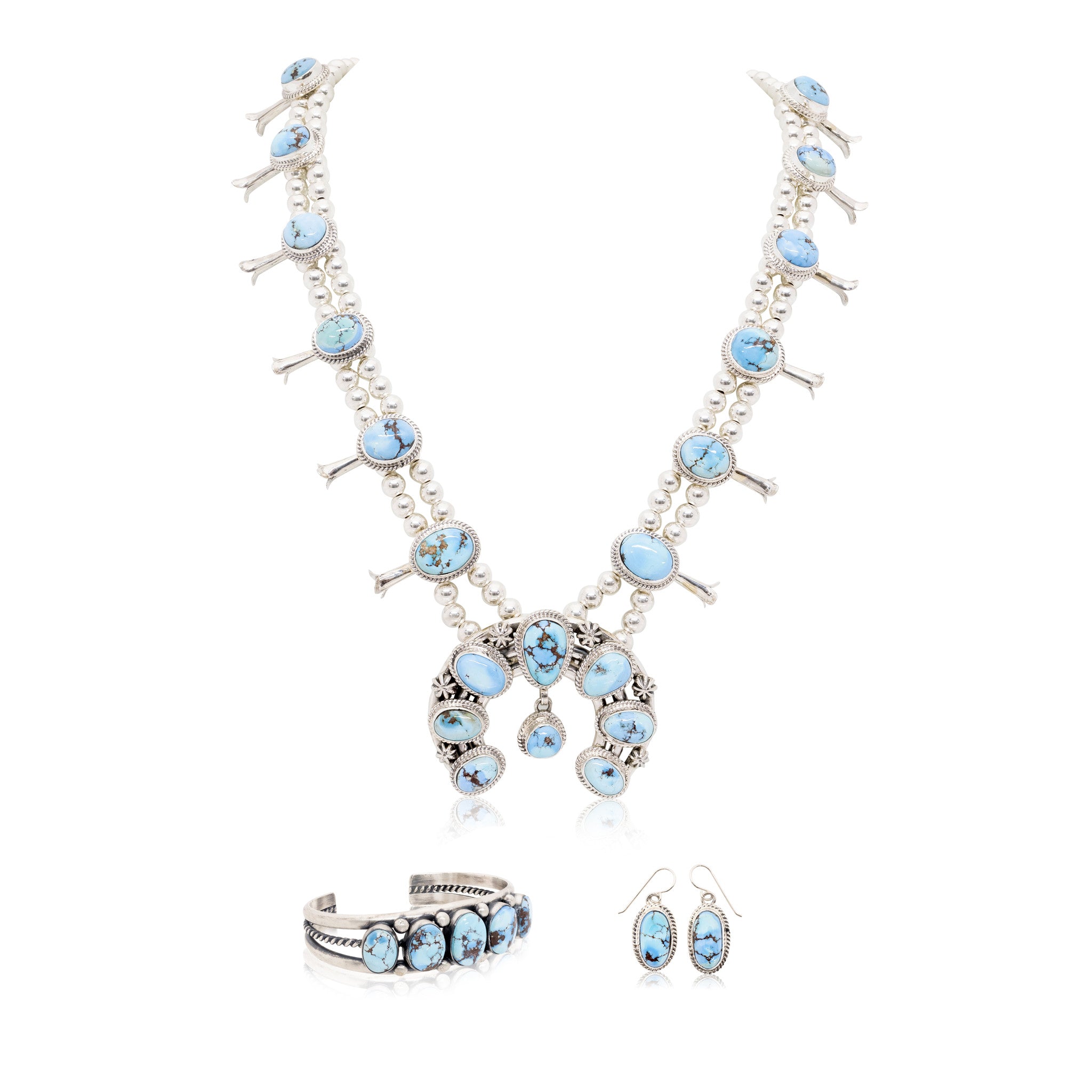 Navajo Golden Hill Turquoise Set, Jewelry, Set, Native