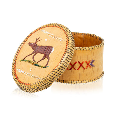 Quilled Birch Bark Container, Native, Birch Bark, Container