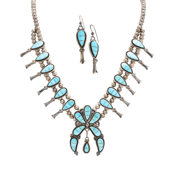 Zuni Turquoise Squash Blossom Set, Jewelry, Set, Native