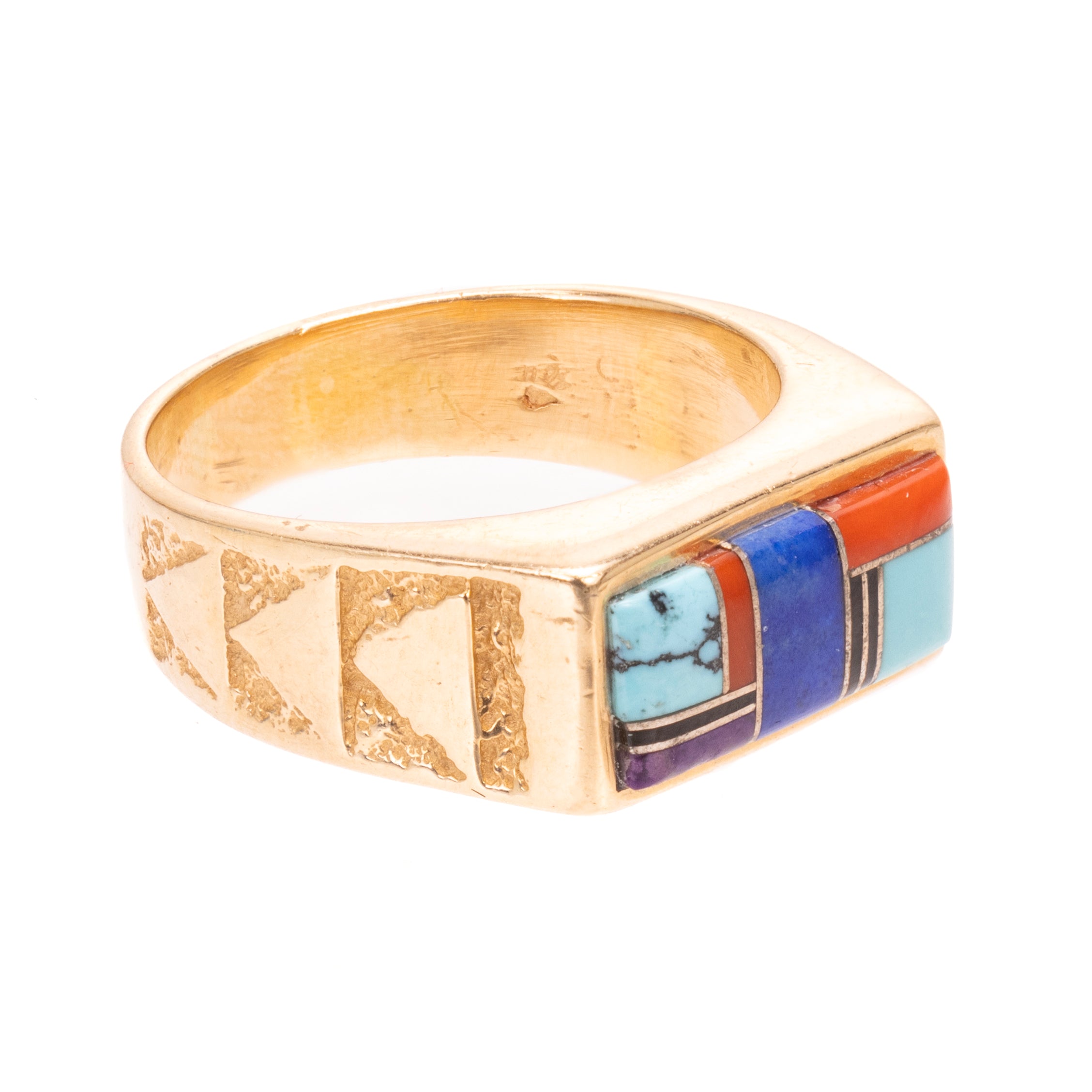 14K Gold Southwest Mosaic Ring, Jewelry, Ring, Native