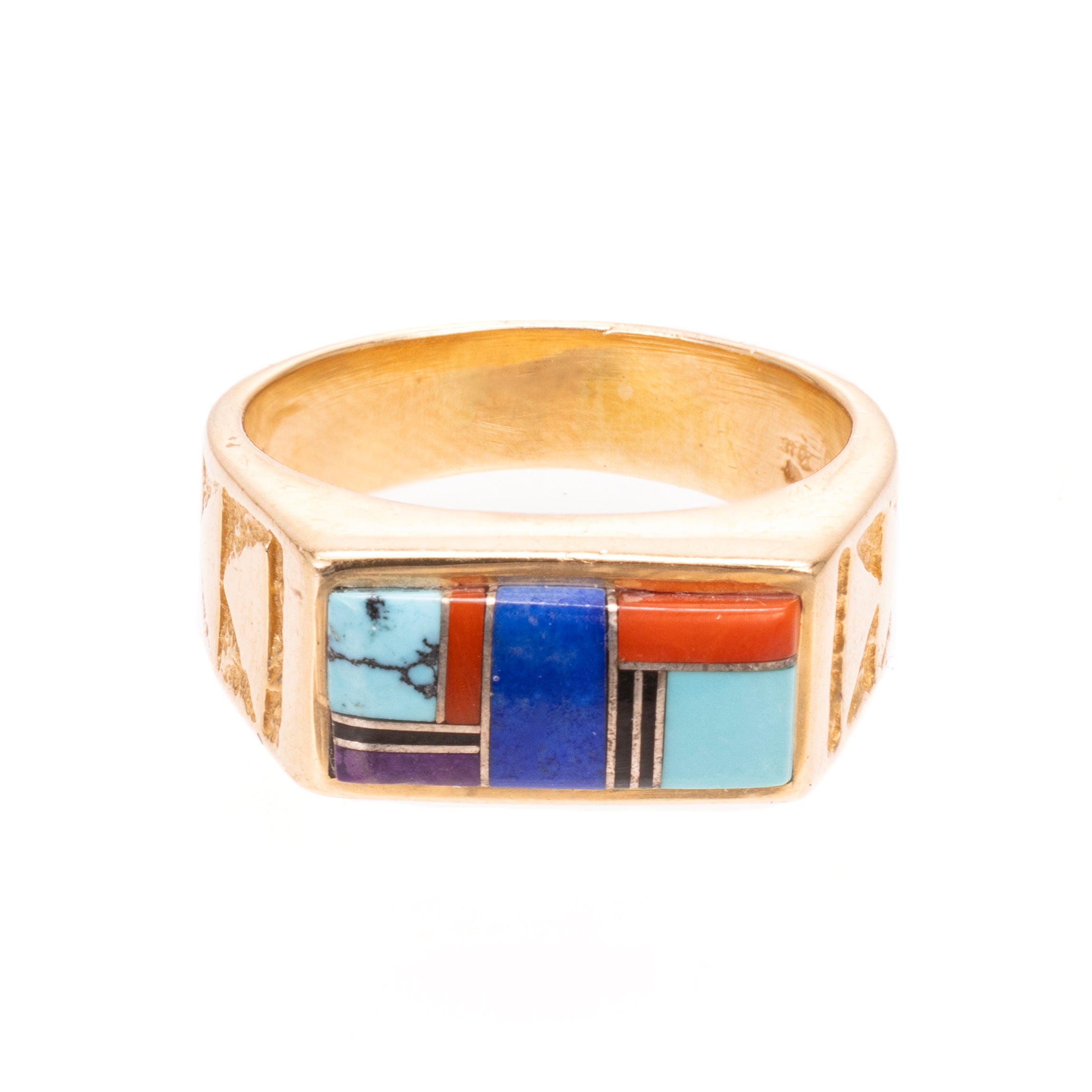 14K Gold Southwest Mosaic Ring