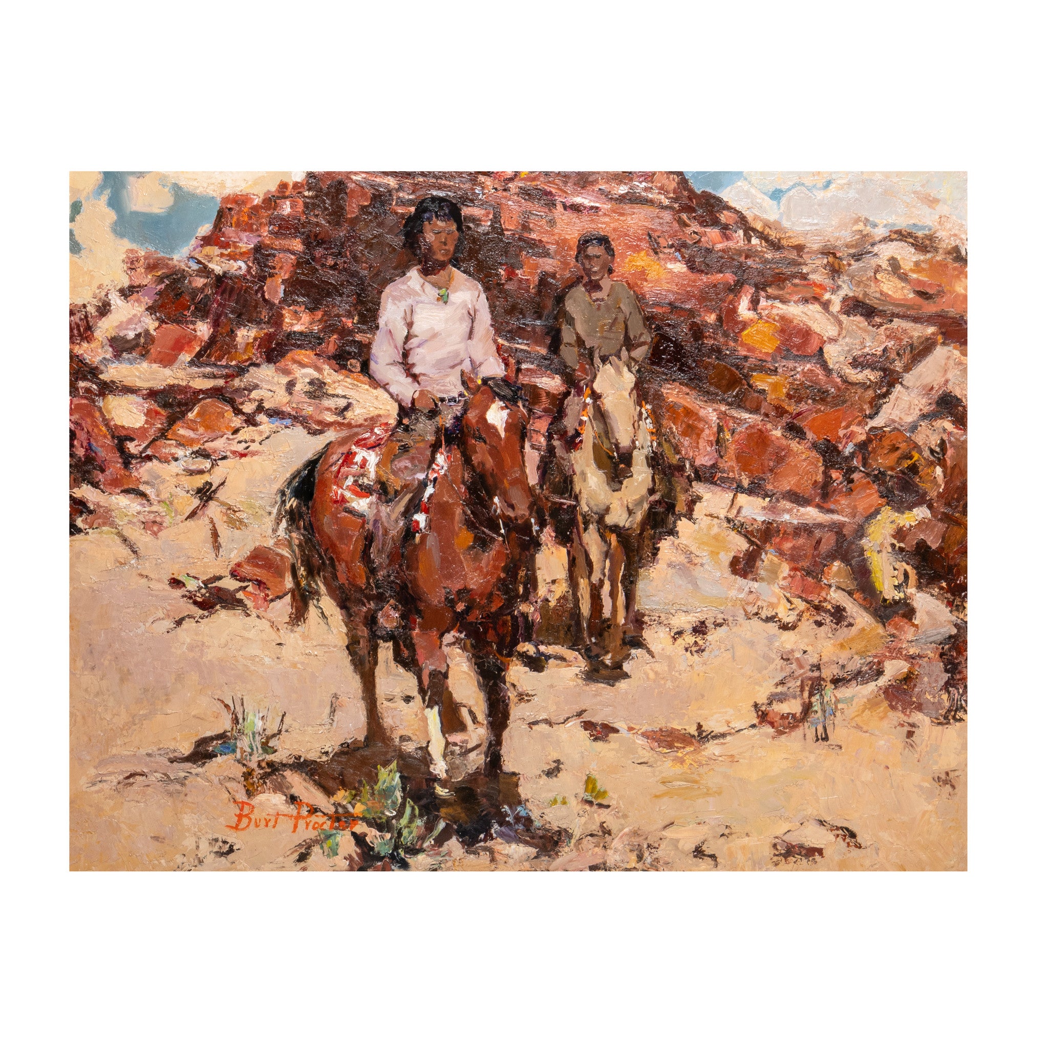 Horseriders in the Desert by Burt Proctor, Fine Art, Painting, Native American