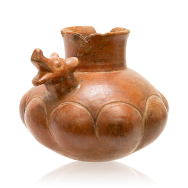 Prehistoric Large Pottery Dog Head, Native, Pottery, Prehistoric