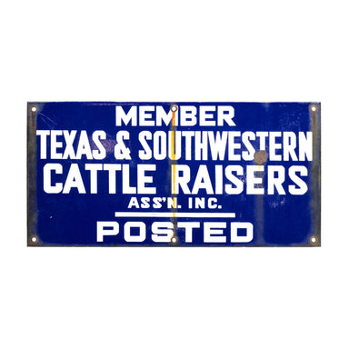 Texas and Southwestern Cattle Raisers Member Sign, Furnishings, Decor, Trade Sign