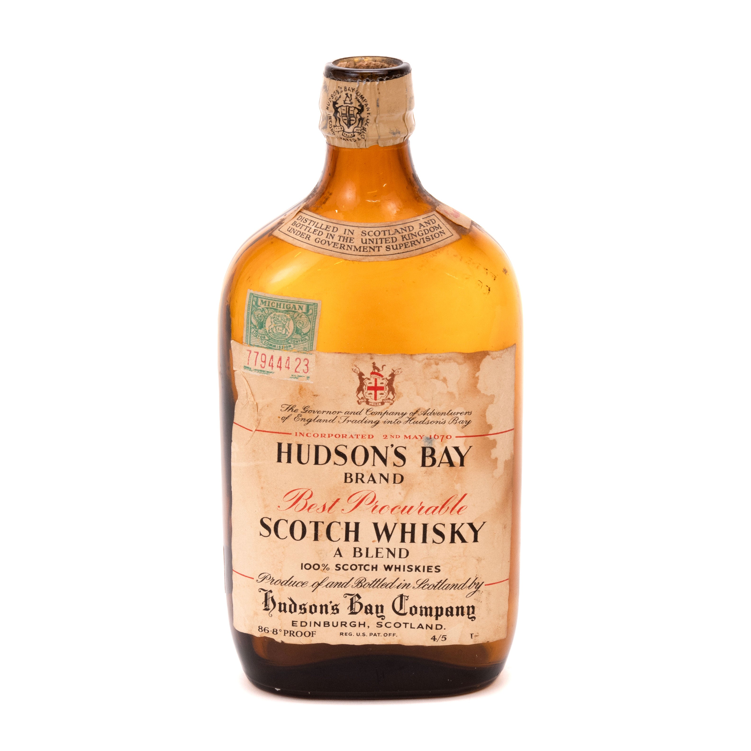 Three Hudson's Bay Whiskey Bottles