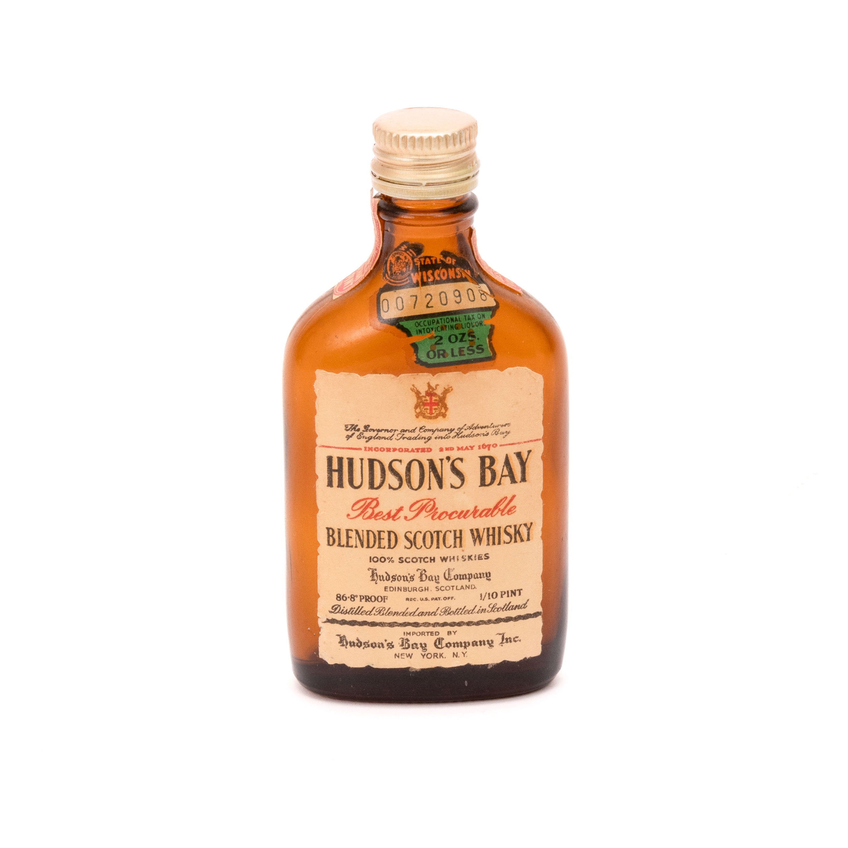 Three Hudson's Bay Whiskey Bottles