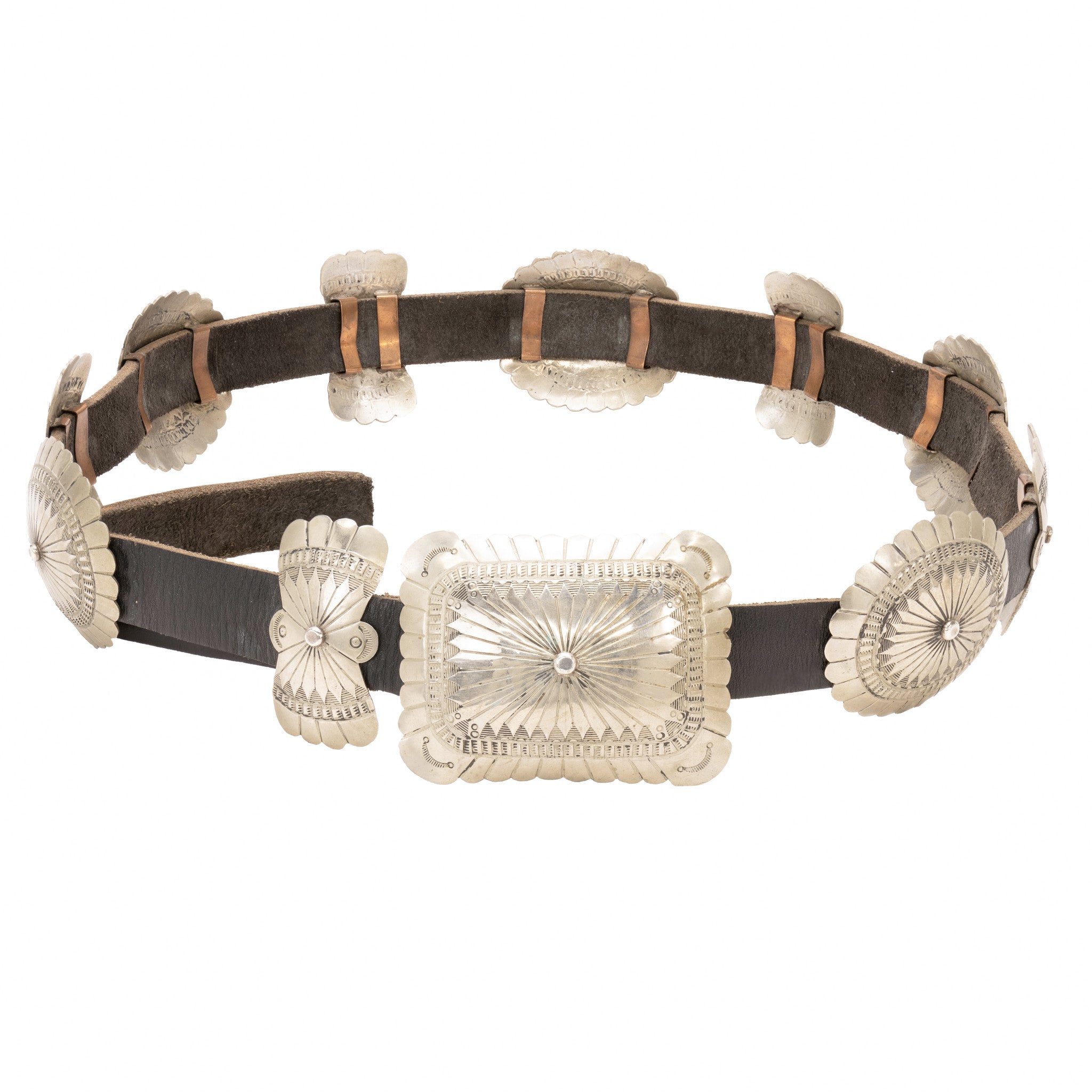 Navajo Coin Silver Concho Belt, Jewelry, Belt, Native