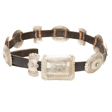 Navajo Coin Silver Concho Belt, Jewelry, Belt, Native