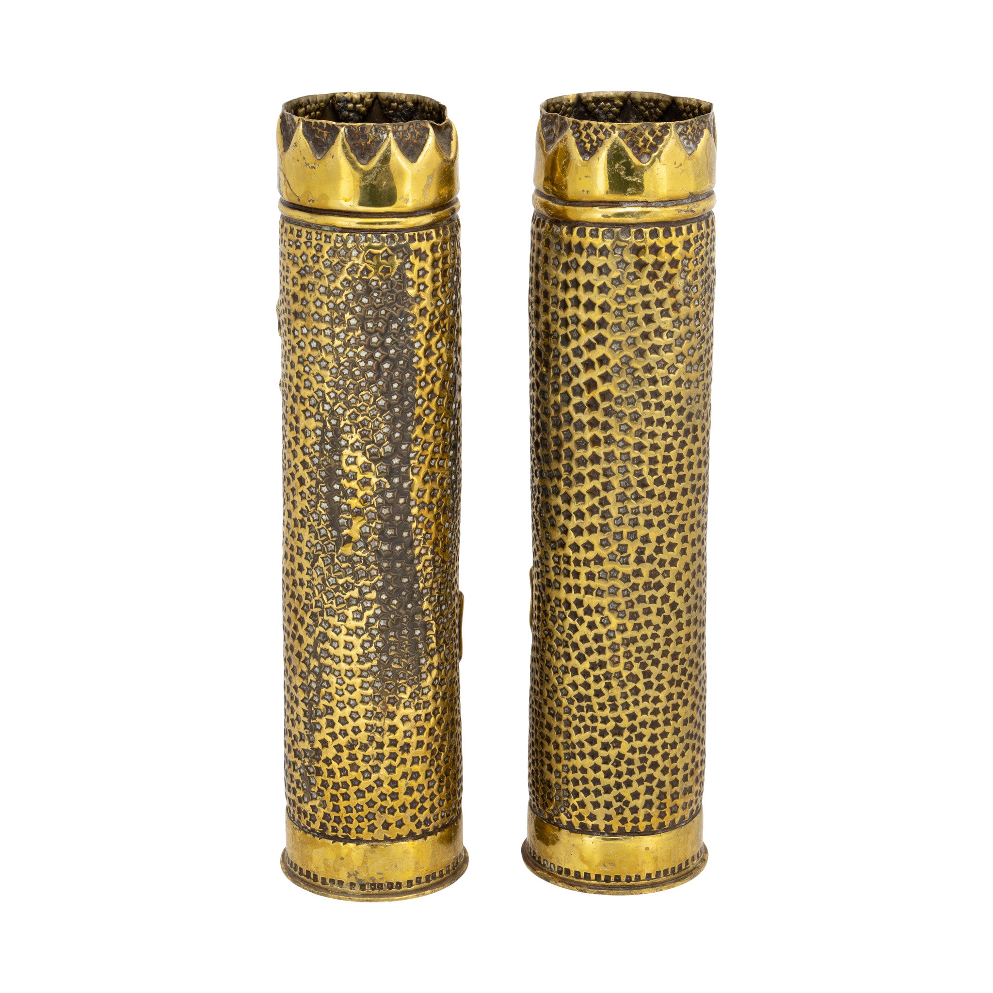 Matched Pair Trench Art Vases