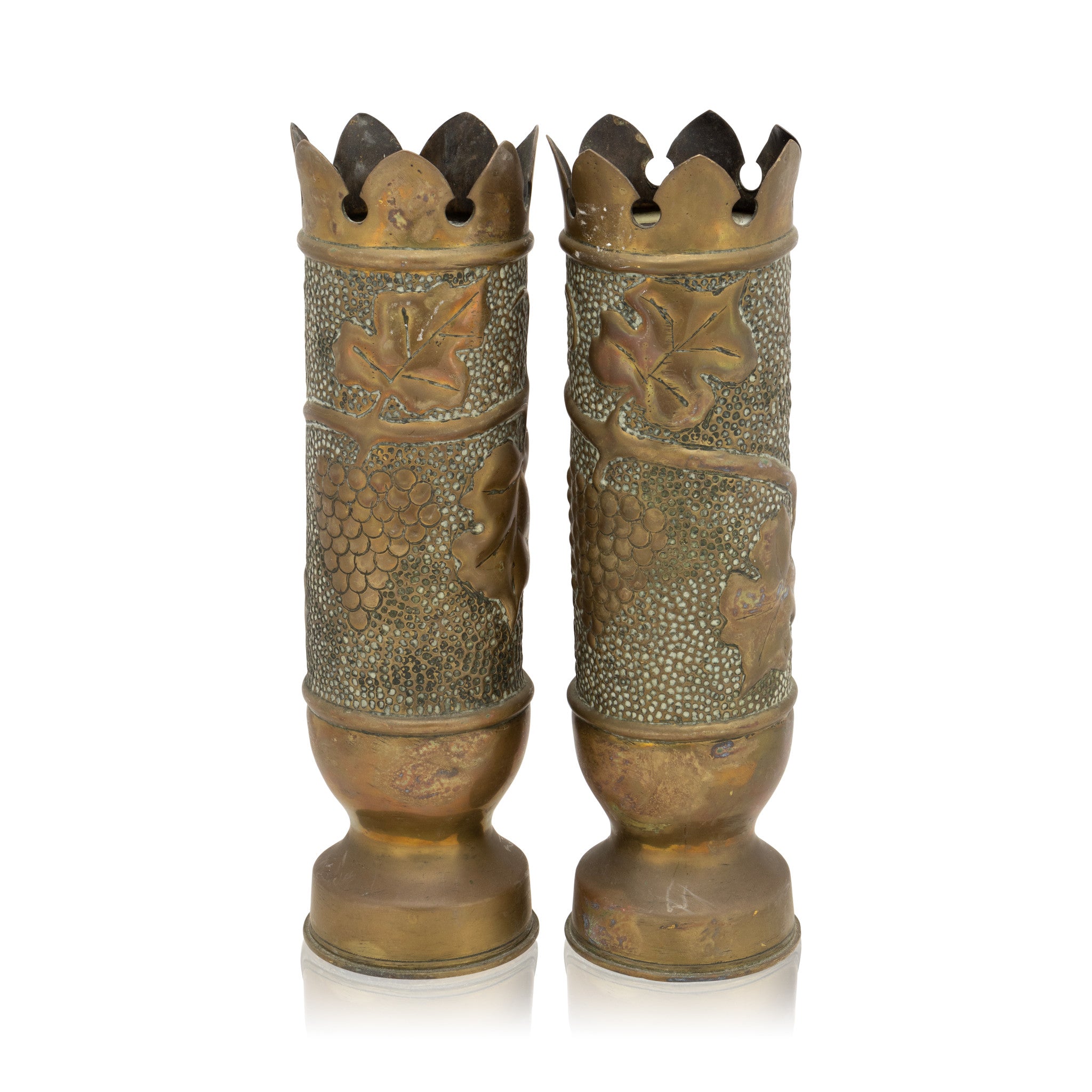 Matched Pair of Trench Art Vases, Furnishings, Decor, Trench Art