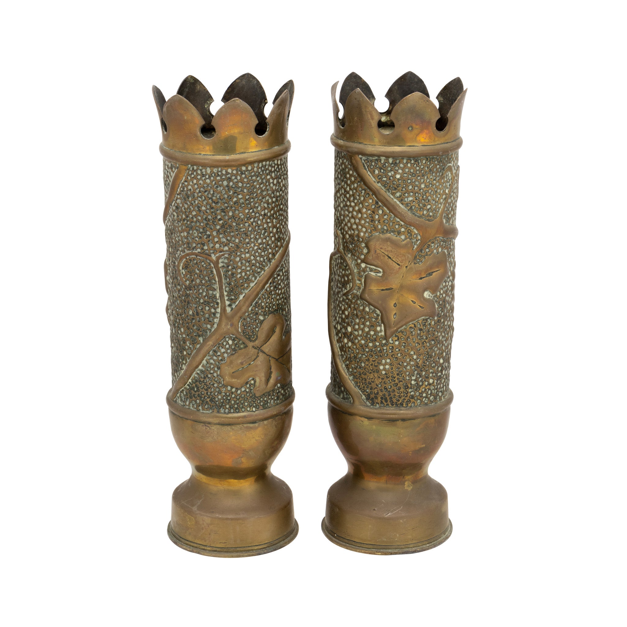 Matched Pair of Trench Art Vases