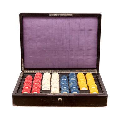 Set of Ivory Poker Chips in Original Box, Western, Gaming, Poker Chips