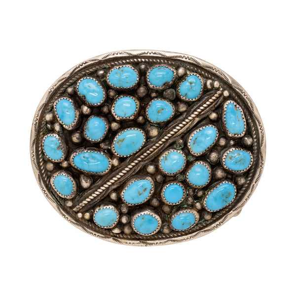Navajo Turquoise and Silver Buckle, Jewelry, Buckle, Native