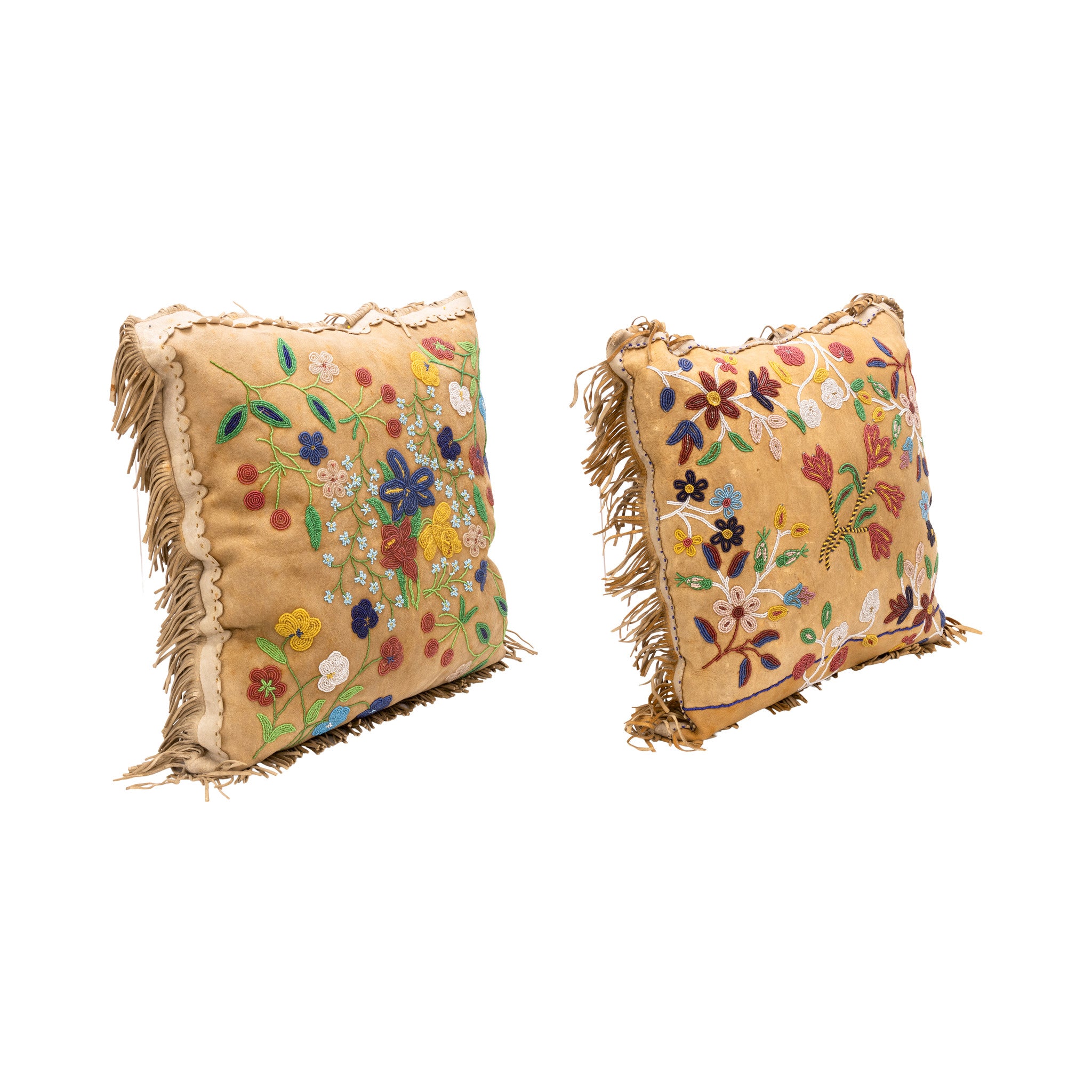 Pair Cree Beaded Pillows