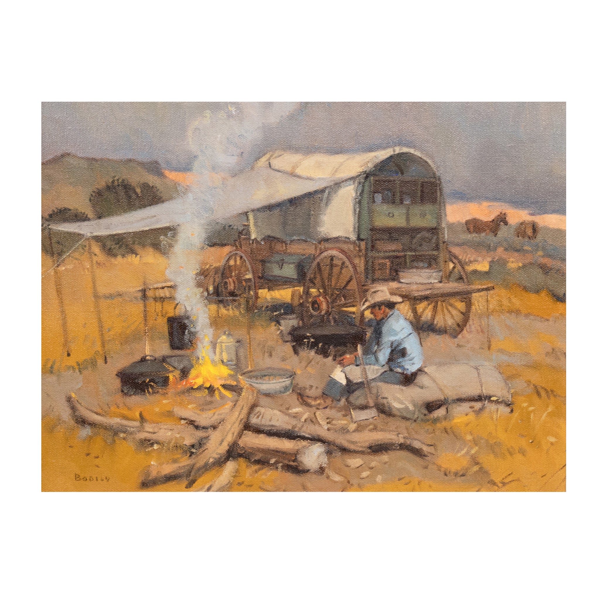 At Camp by Sheryl Bodily, Fine Art, Painting, Native American