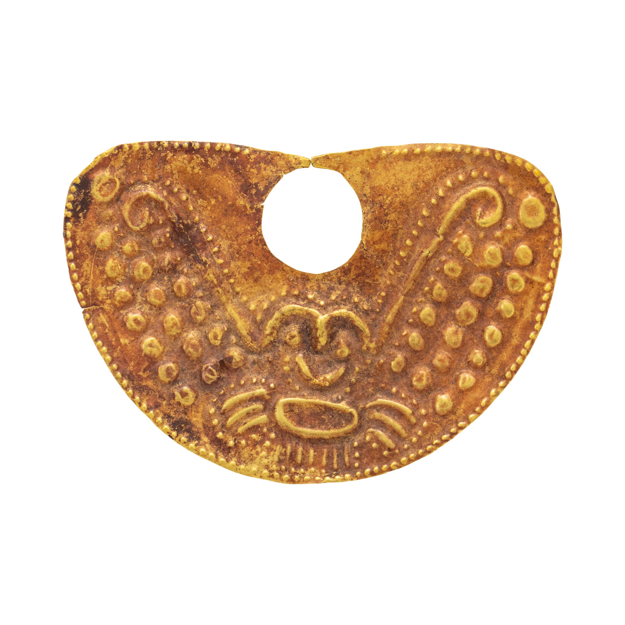 Pre-Columbian 20K Gold Nose Ornament, Native, Pottery, Prehistoric