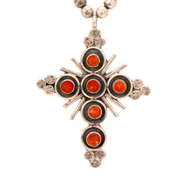 Coral Cross Necklace, Jewelry, Necklace, Native