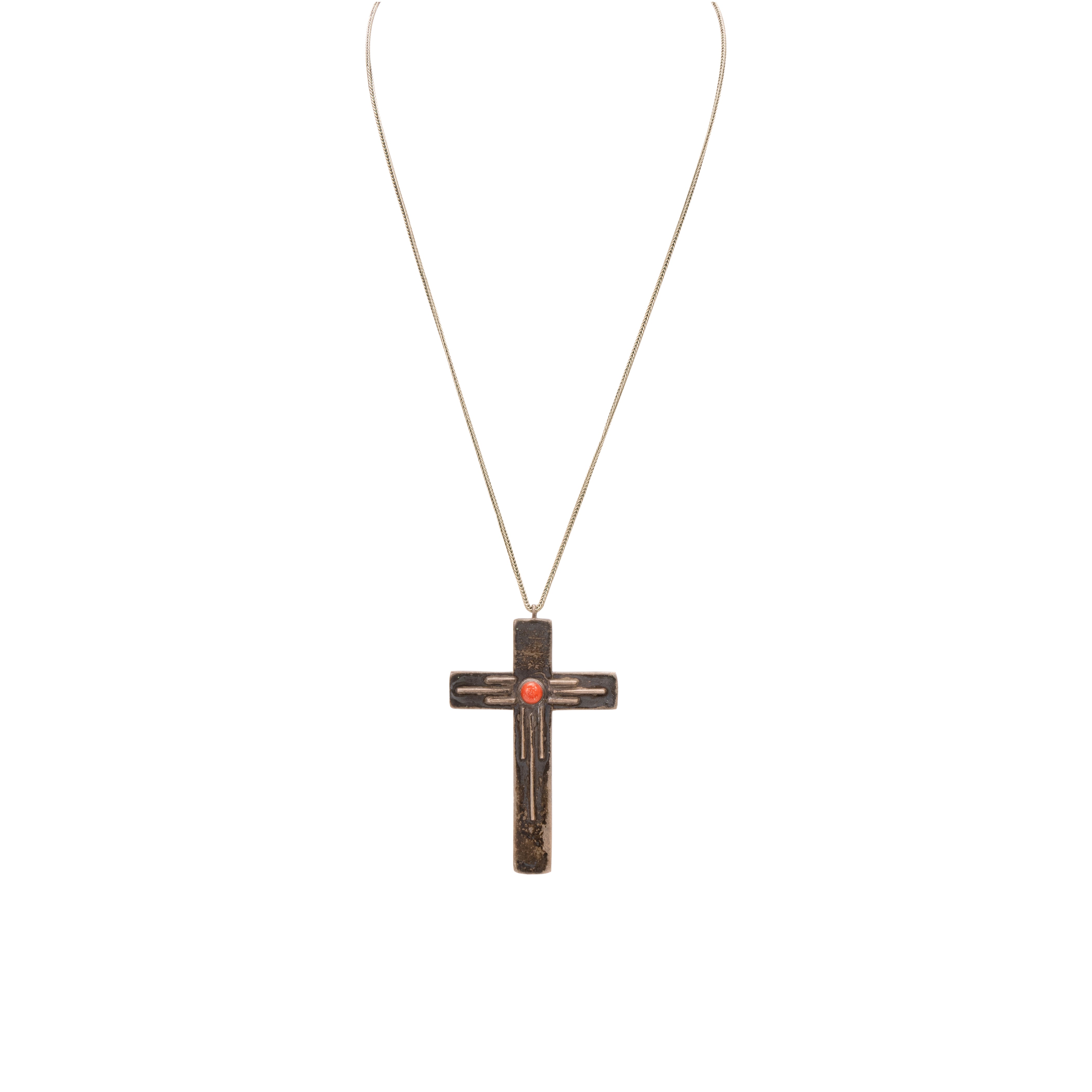 Navajo Coral Cross Pendant