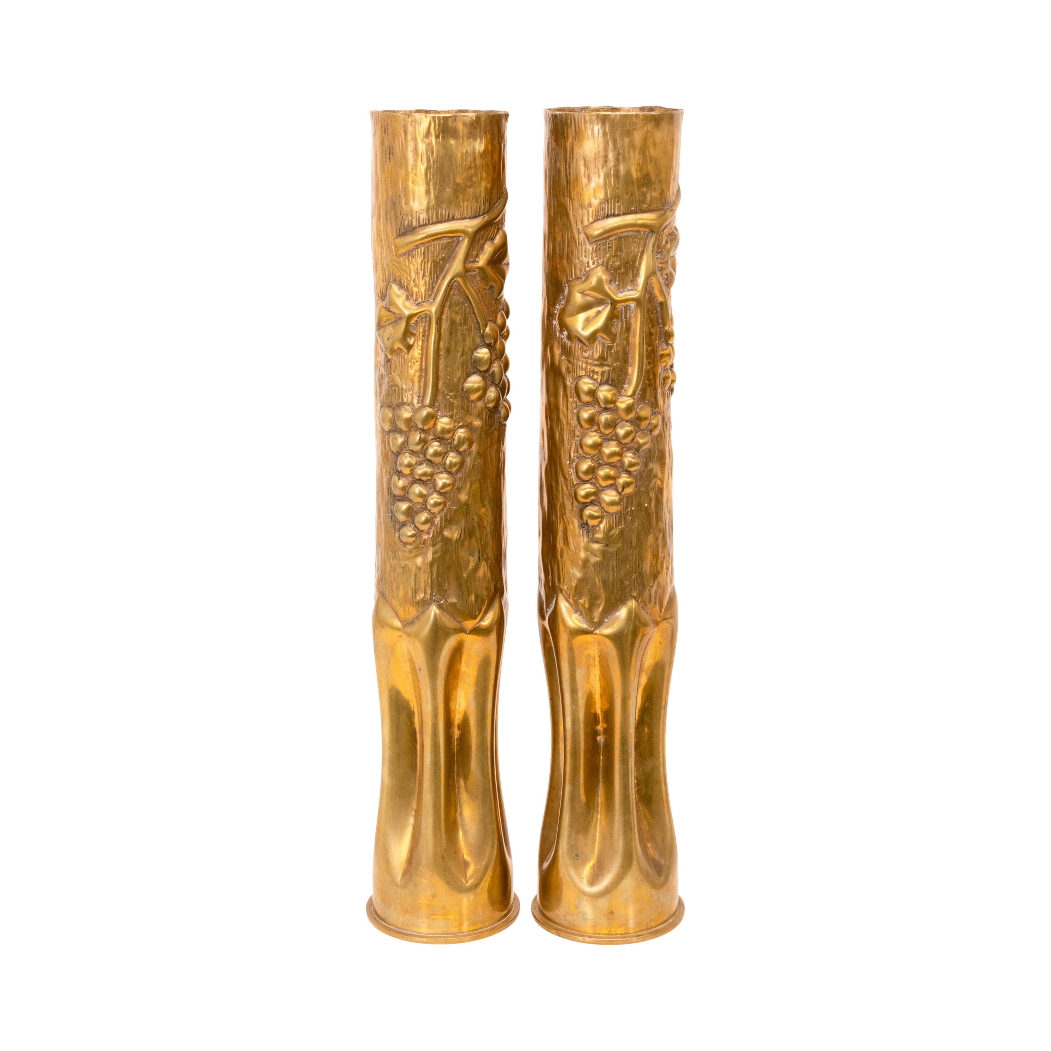 Pair WWI Trench Art Shell Casings, Furnishings, Decor, Trench Art