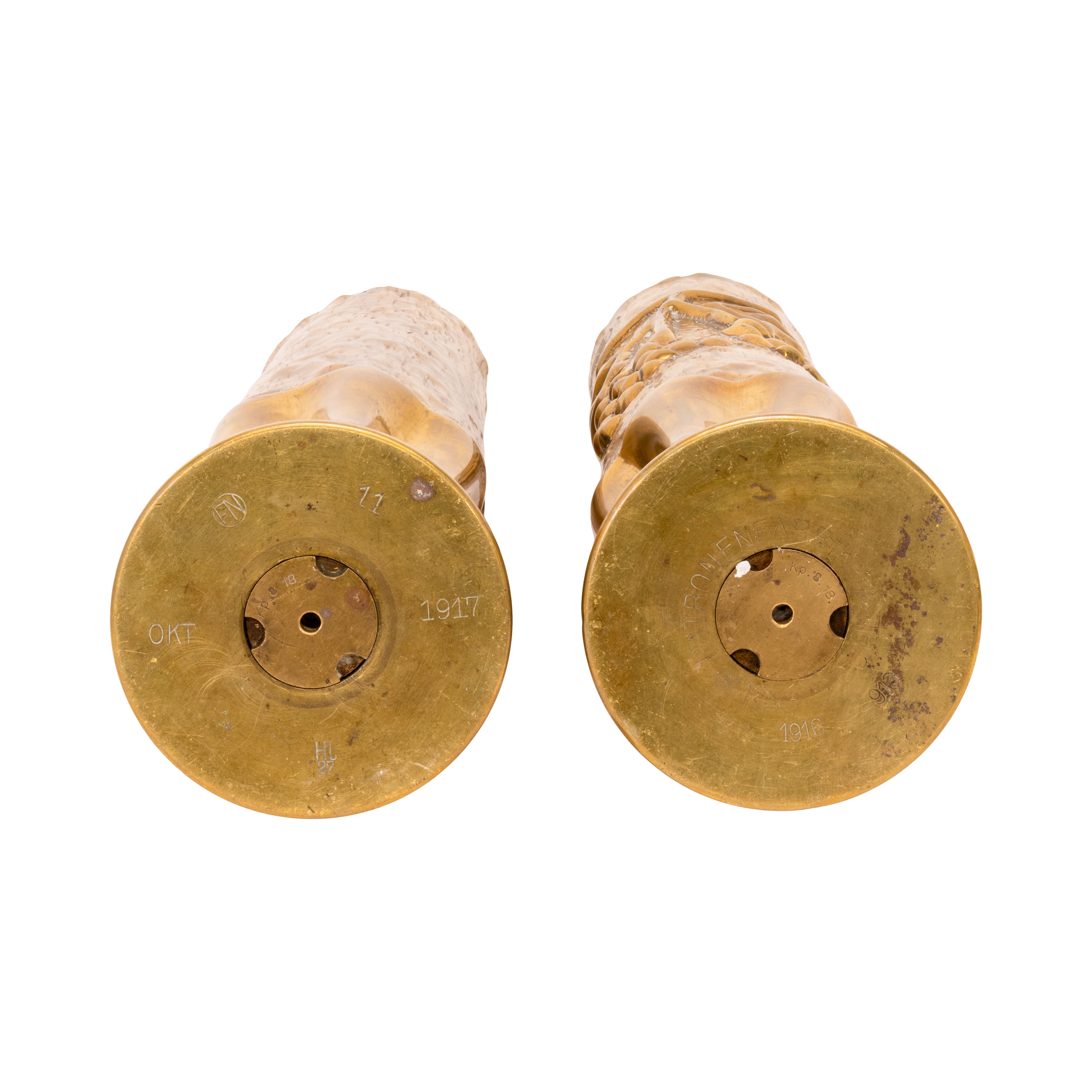Pair WWI Trench Art Shell Casings