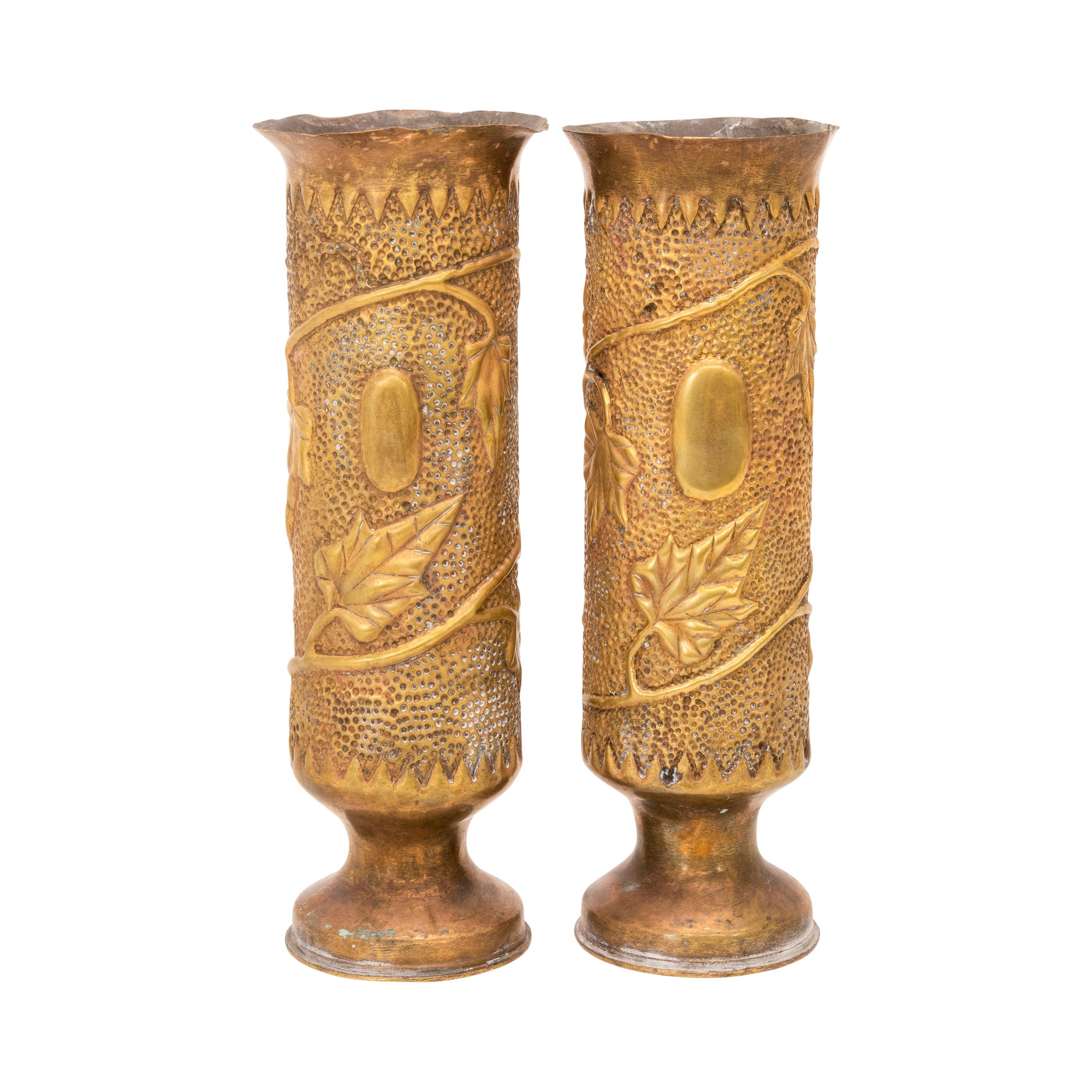 Matched Pair Trench Art Vases, Furnishings, Decor, Trench Art