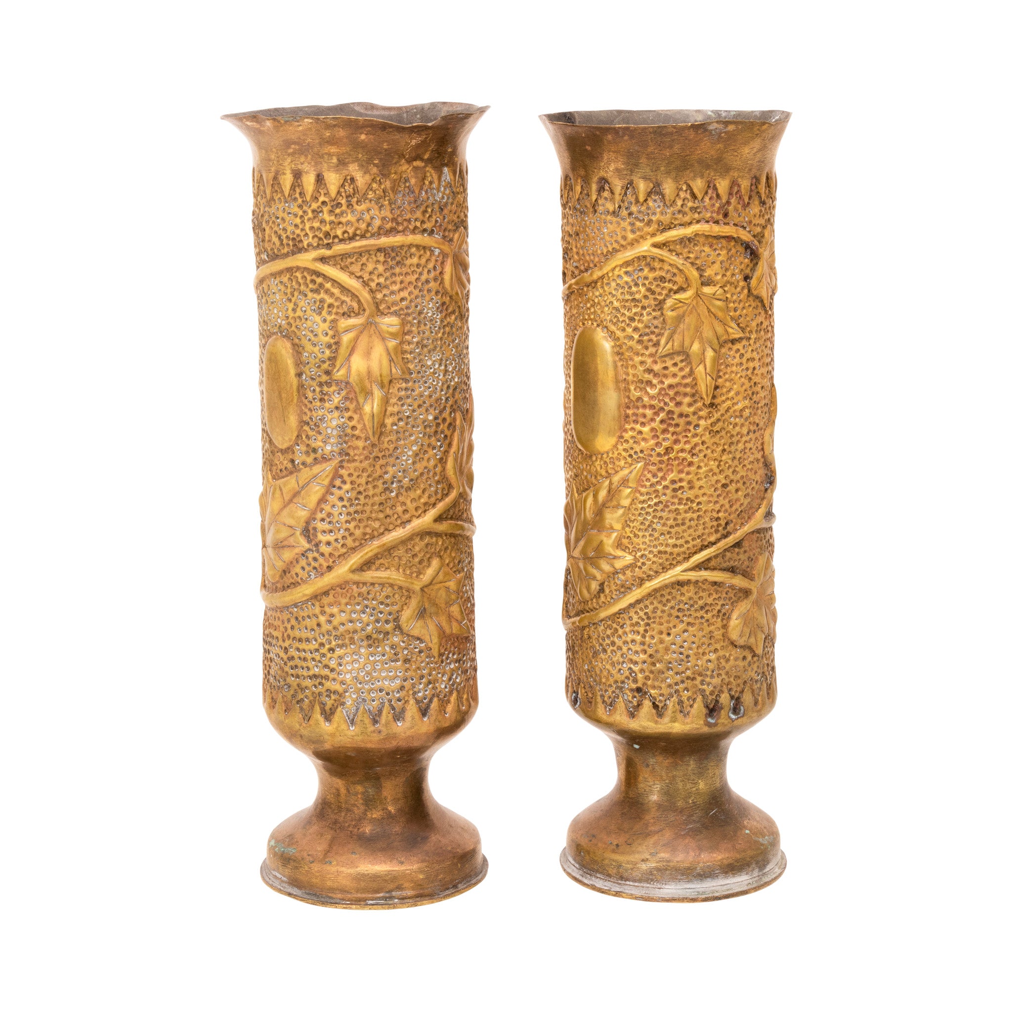 Matched Pair Trench Art Vases