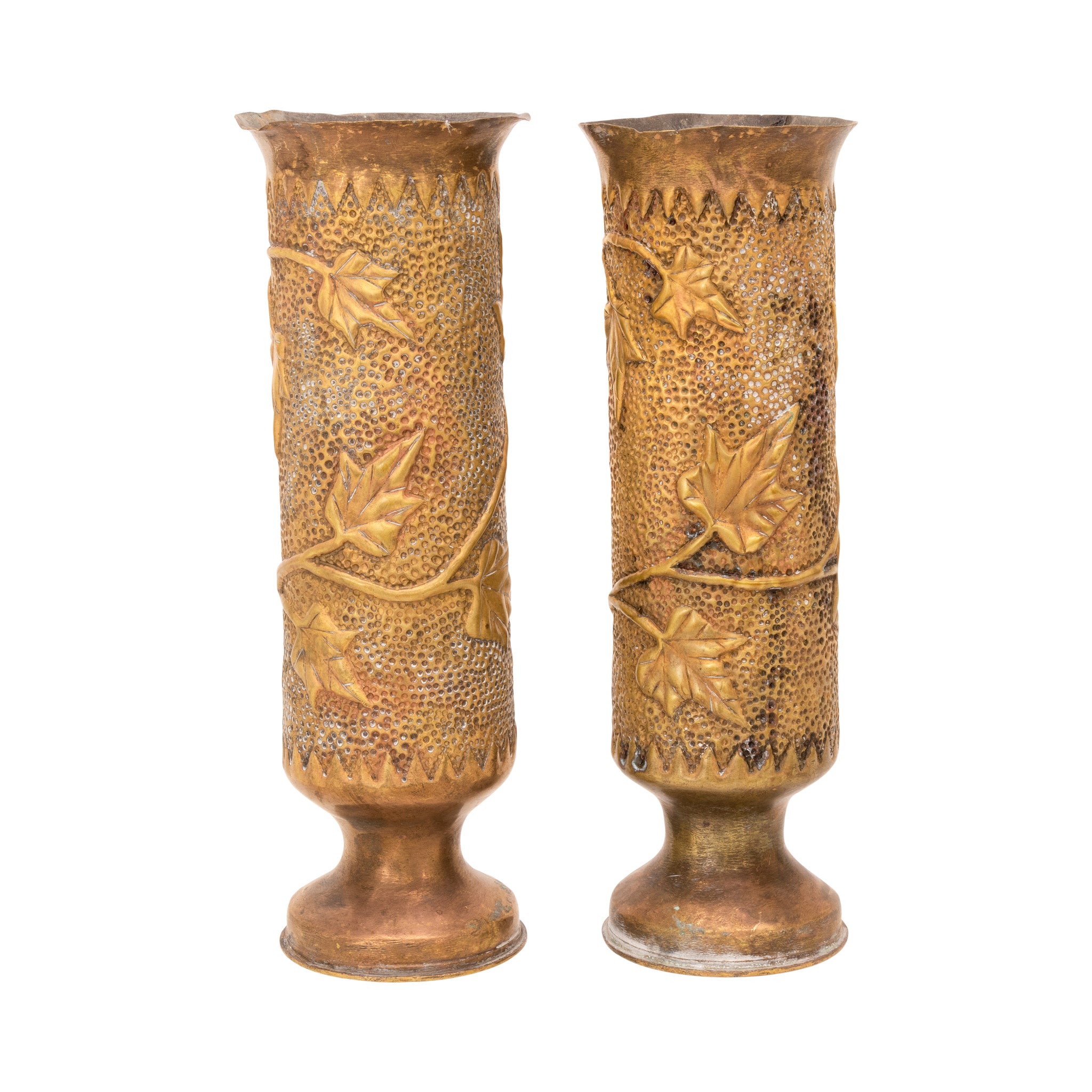 Matched Pair Trench Art Vases