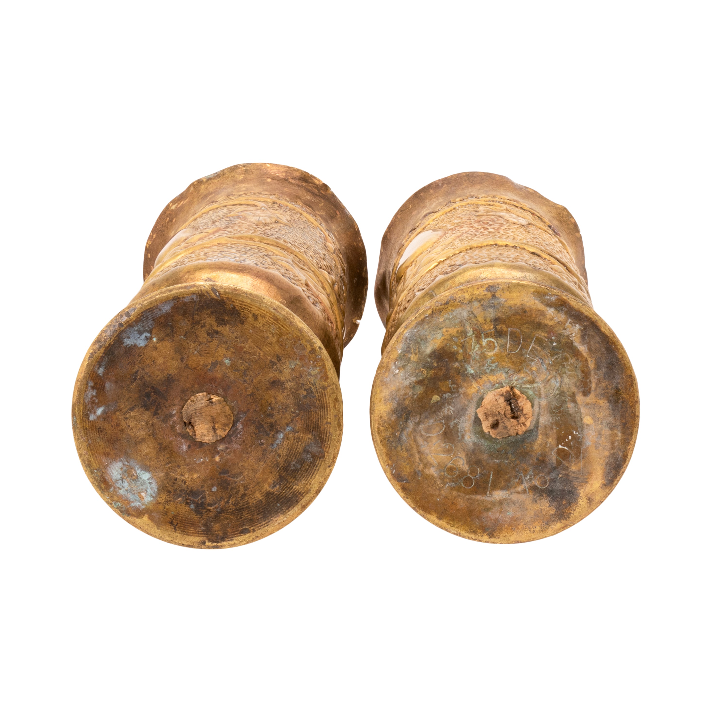 Matched Pair Trench Art Vases