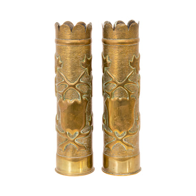 Matched Pair Trench Art Vases, Furnishings, Decor, Trench Art