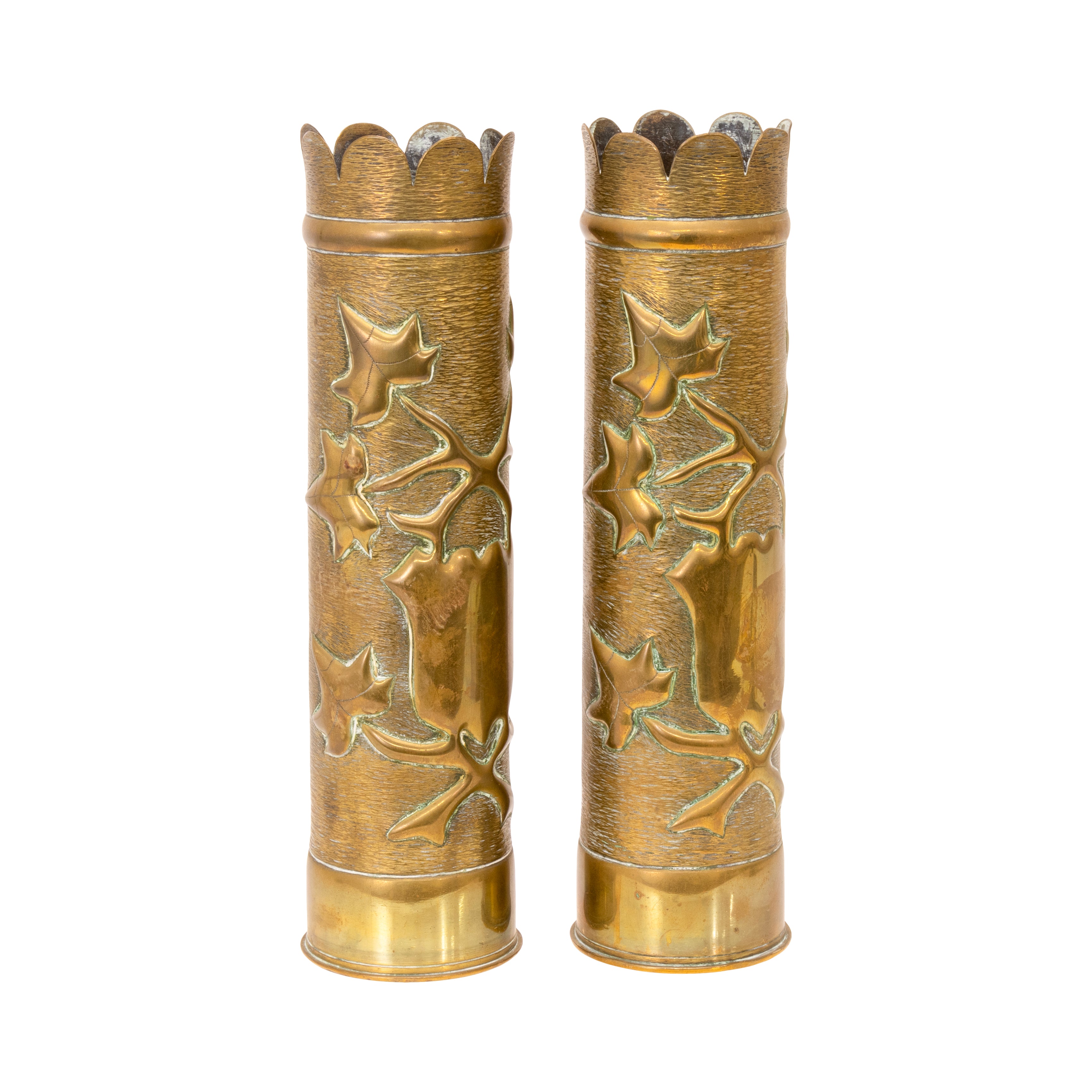 Matched Pair Trench Art Vases