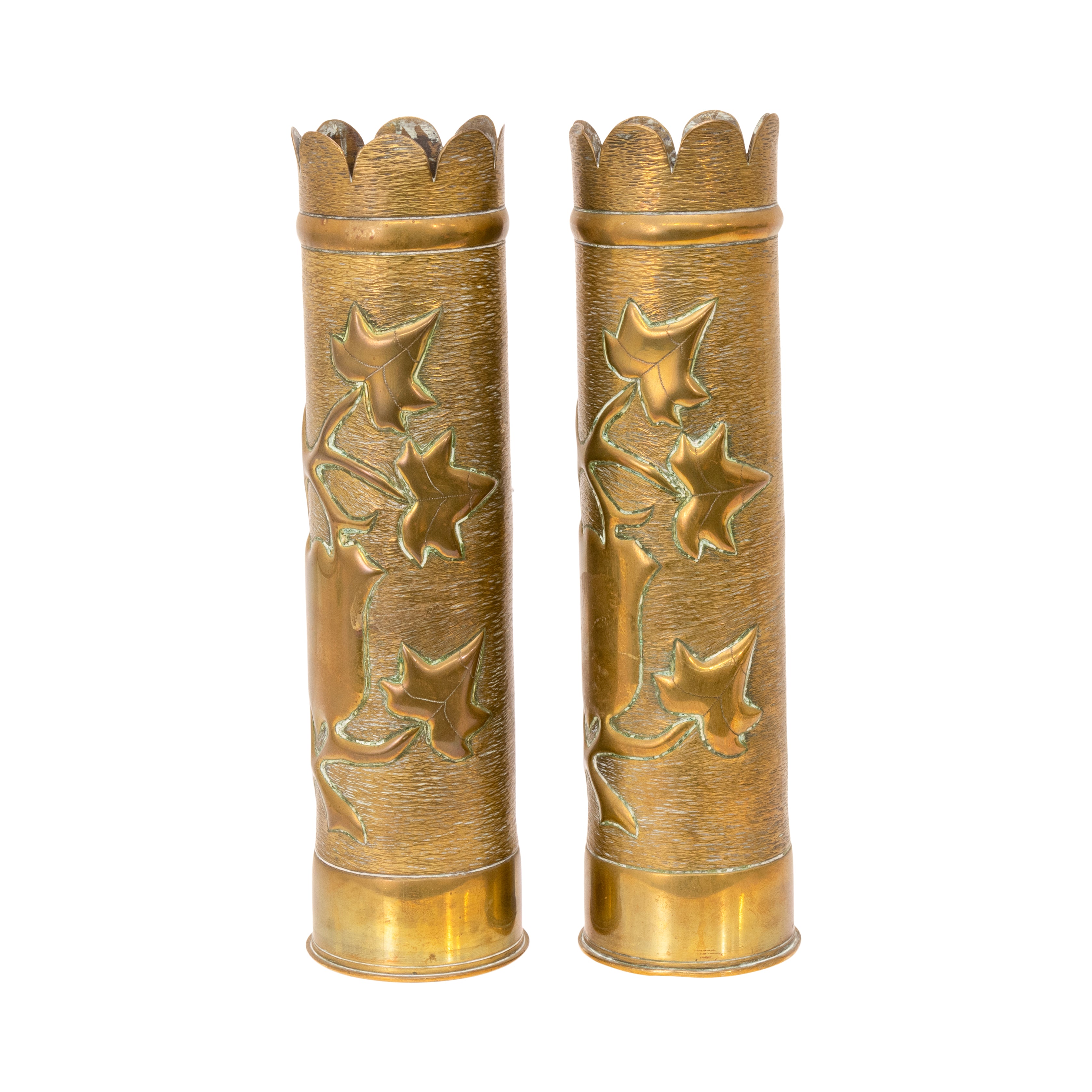 Matched Pair Trench Art Vases