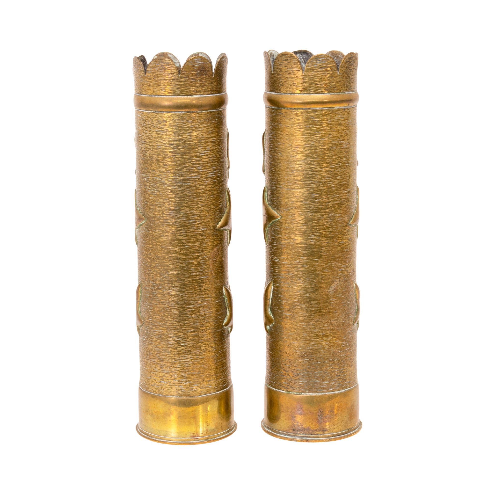 Matched Pair Trench Art Vases