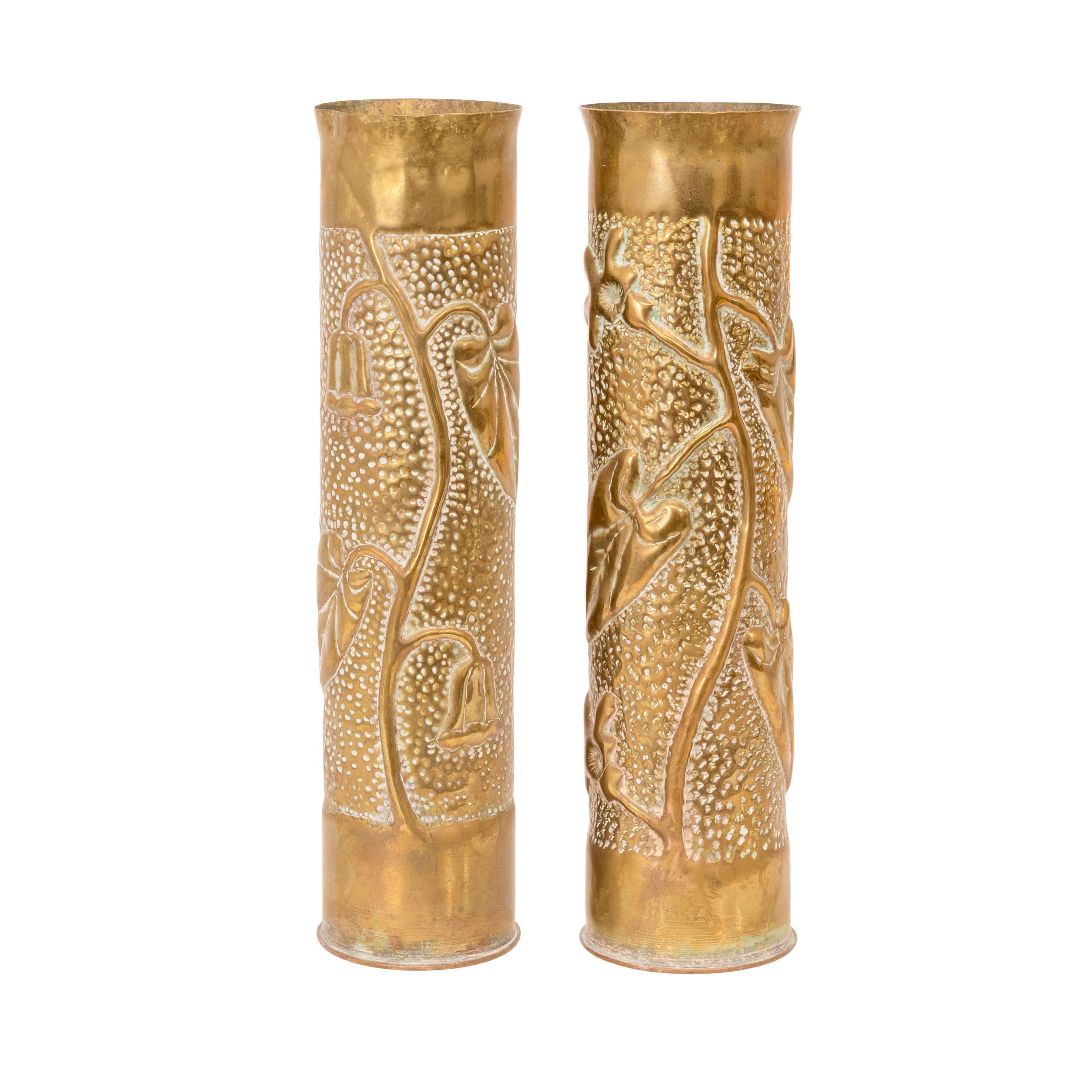 Pair WWI Trench Art Vases, Furnishings, Decor, Trench Art