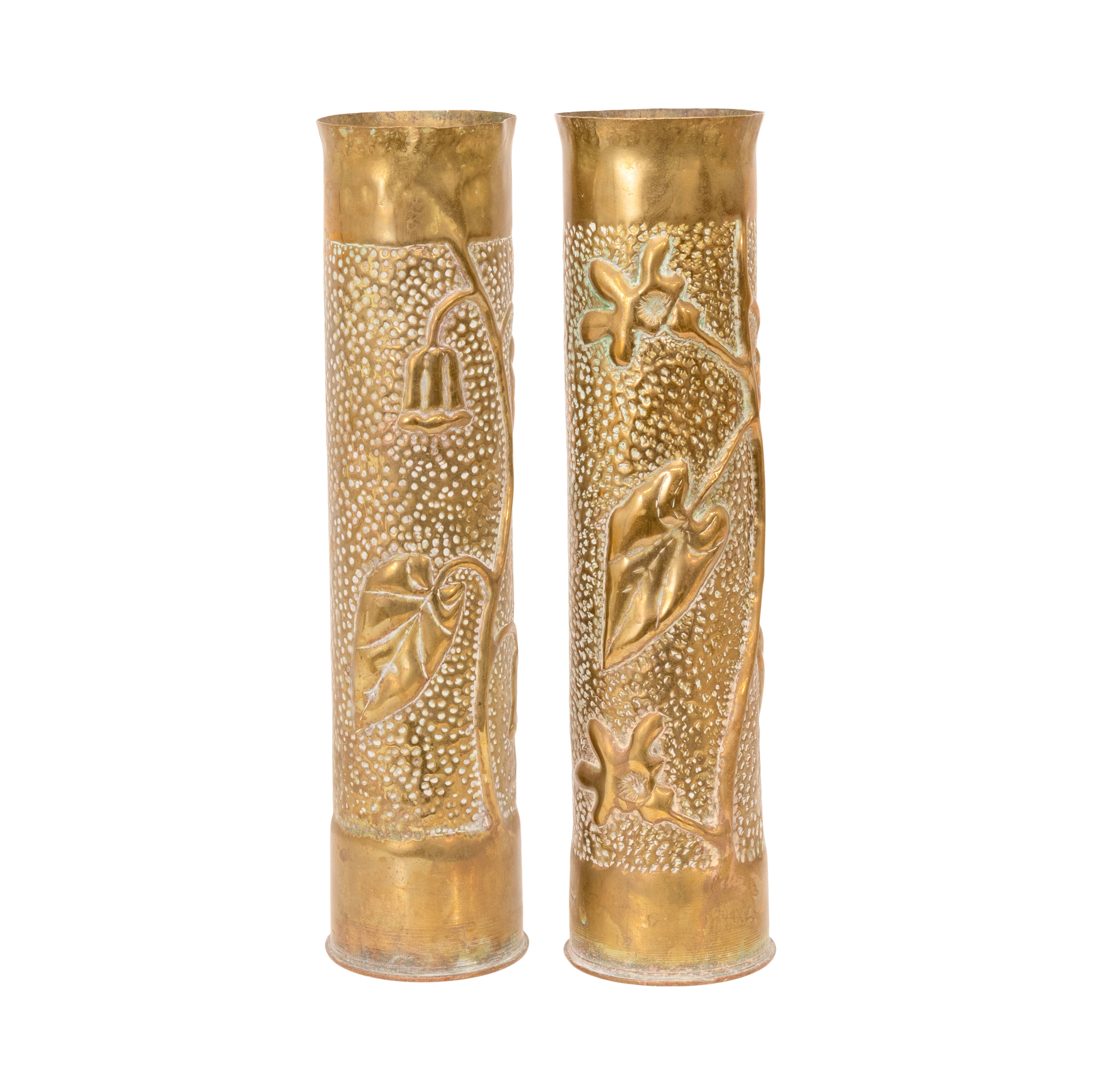 Pair WWI Trench Art Vases