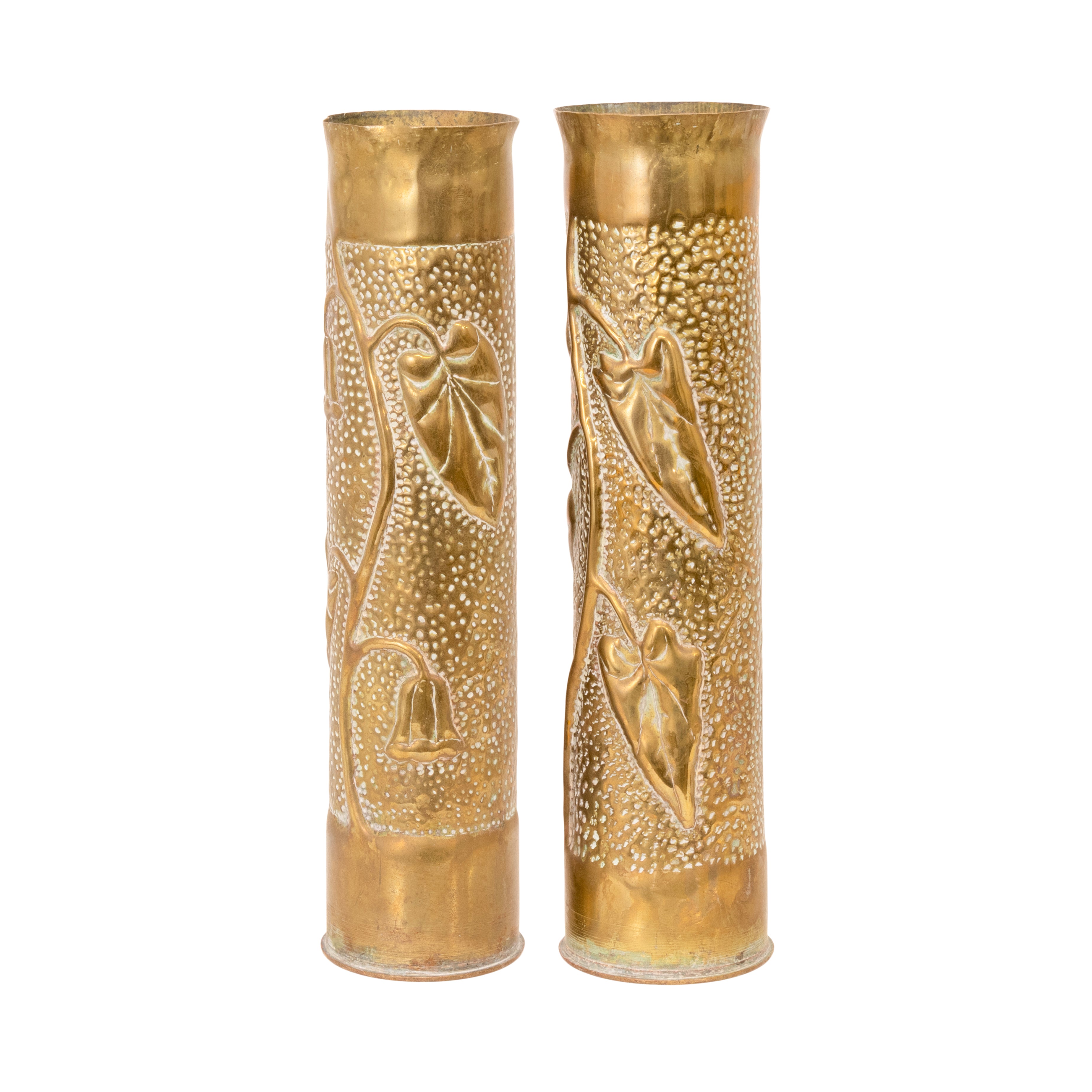 Pair WWI Trench Art Vases
