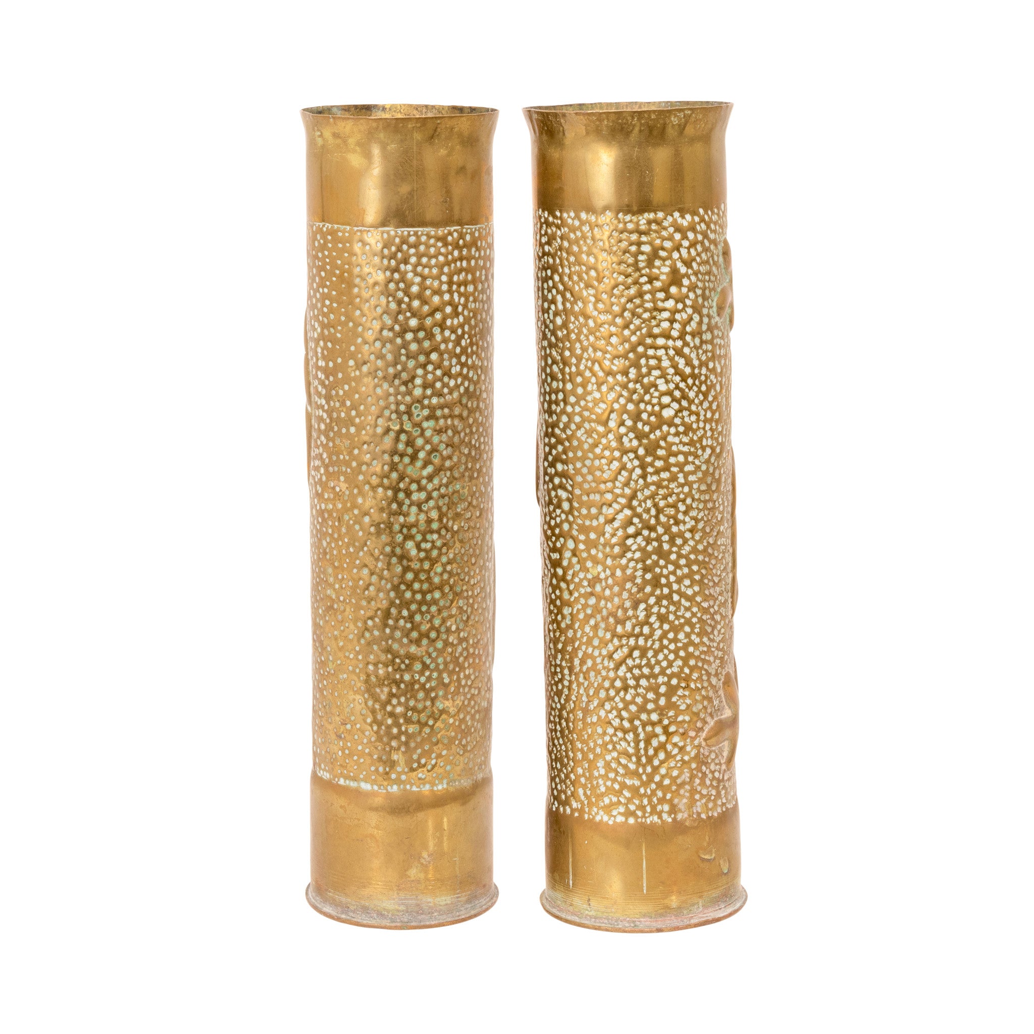 Pair WWI Trench Art Vases
