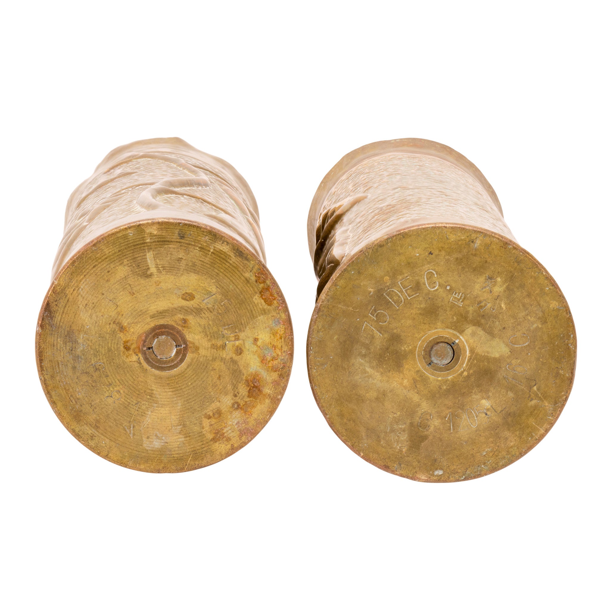 Pair WWI Trench Art Vases