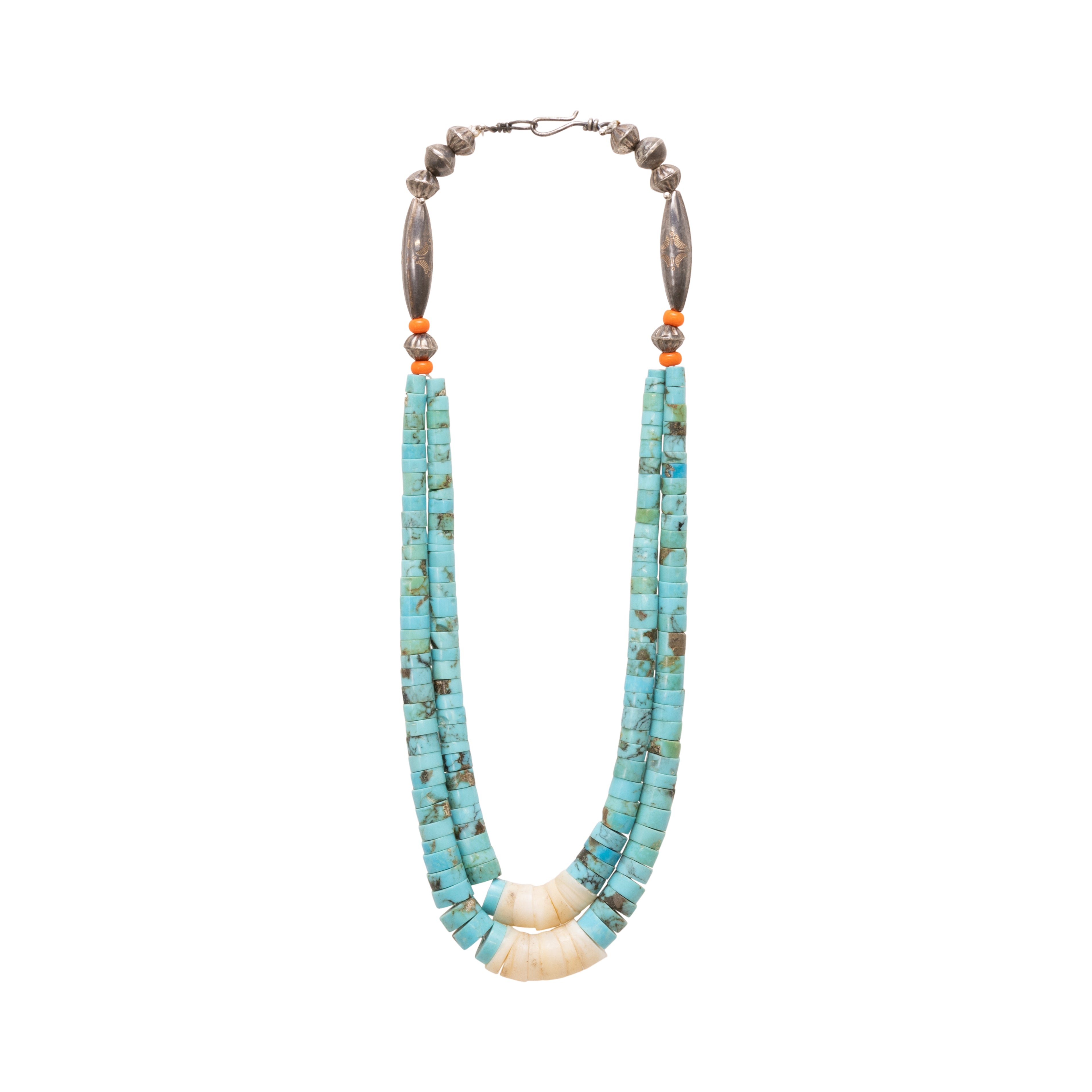 Heishi and Turquoise Double Strand Choker, Jewelry, Necklace, Native