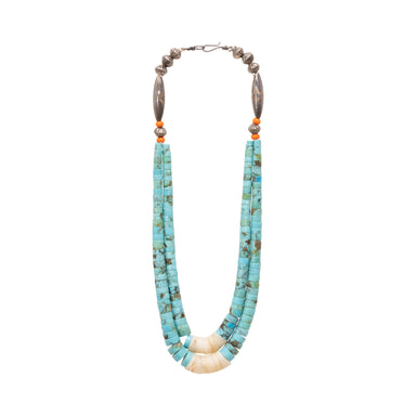 Heishi and Turquoise Double Strand Choker, Jewelry, Necklace, Native