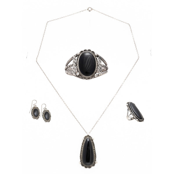 Four Piece Onxy Set, Jewelry, Set, Native