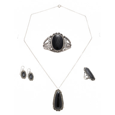 Four Piece Onxy Set, Jewelry, Set, Native