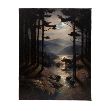 "Moonlit Moose" by Greg Parker, Fine Art, Painting, Wildlife