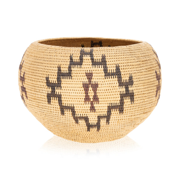 Washoe Basketry Bowl, Native, Basketry, Vertical