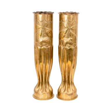 Pair Large Trench Art Vases, Furnishings, Decor, Trench Art