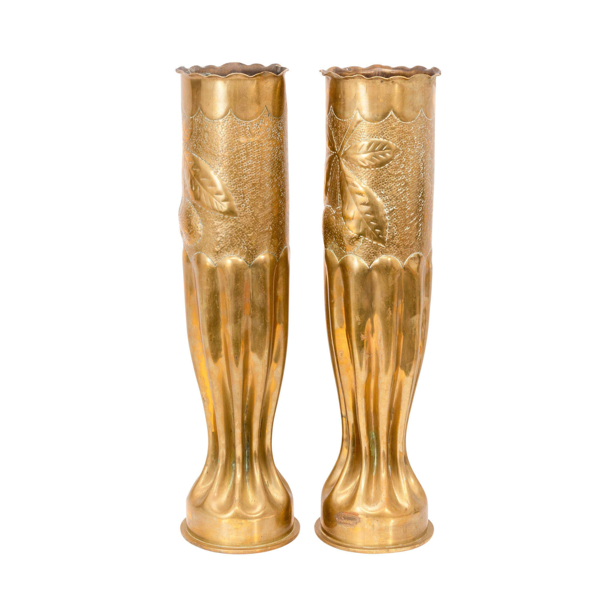 Pair Large Trench Art Vases