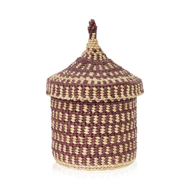 Alaskan Lidded Trinket Basket, Native, Basketry, Vertical