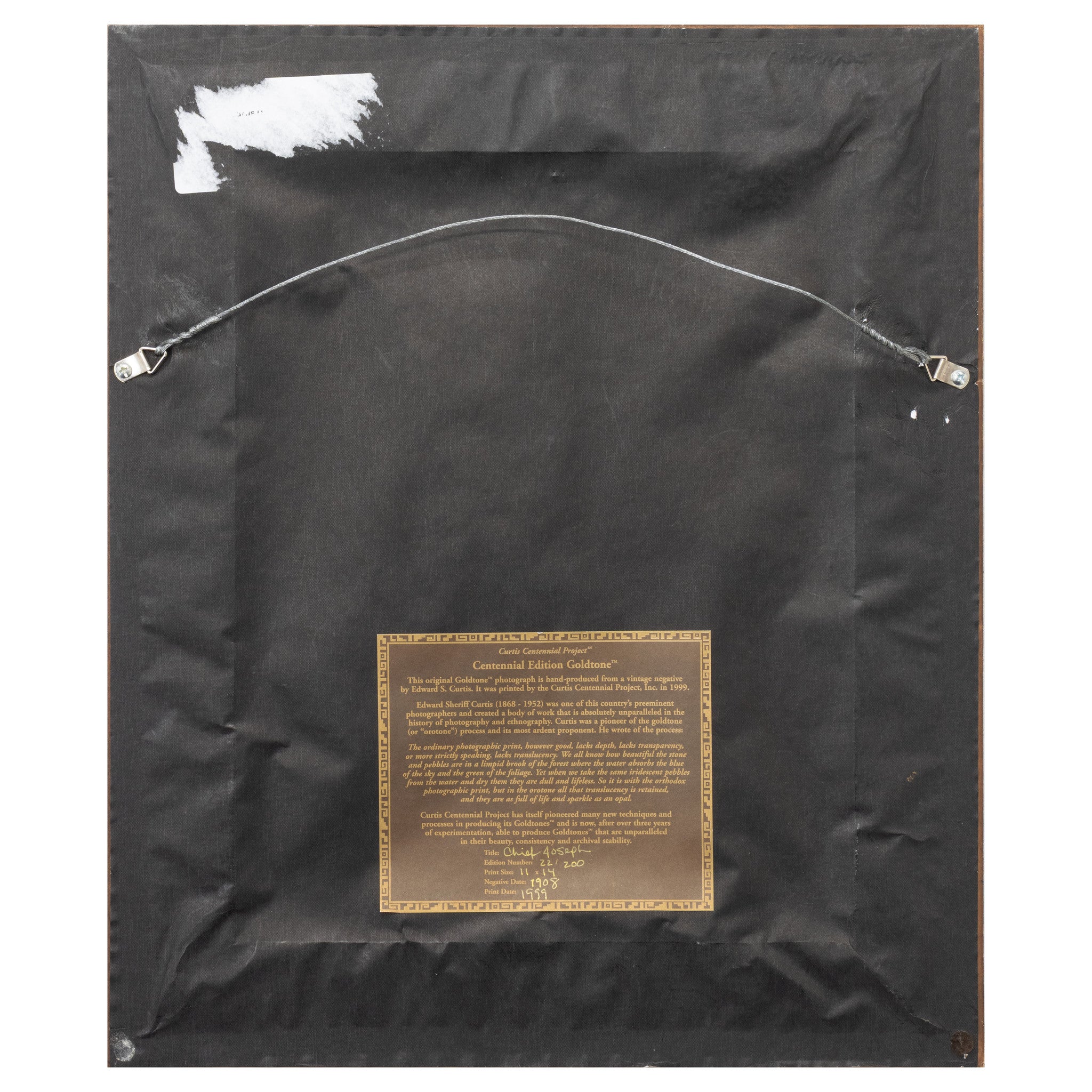 "Chief Joseph" E.S. Curtis Gold Tone