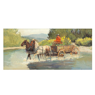 Fording the River by Sheryl Bodily, Fine Art, Painting, Western