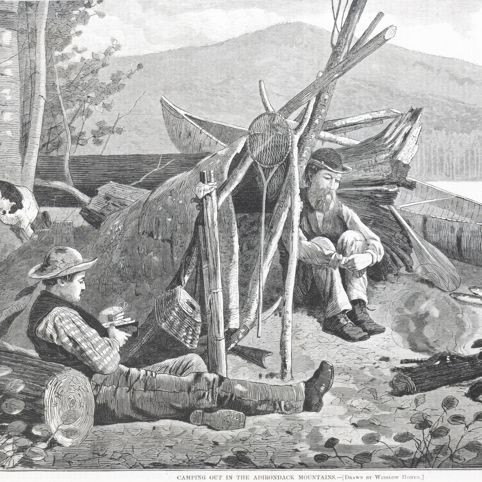 "Camping Out in the Adirondack Mountains" by Winslow Homer