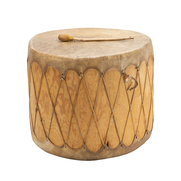 Taos Pueblo Pow Wow Drum with Beaters, Native, Music Instrument, Drum